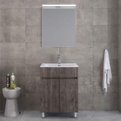 Bathroom furniture set with washbasin 61x46x72 material: Wood composite countertop C, color: Wood Grey