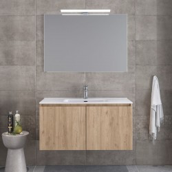 Bathroom furniture set with washbasin 101x46x50 material: Wood composite wall mounted C, walnut, color: Wood Oak Bathroom furniture sets