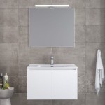 Bathroom furniture set with washbasin 81x46x60 material: Wood composite wall mounted C, color: White Bathroom furniture set with washbasin 81x46x60 material: Wood composite wall mounted C, color: White