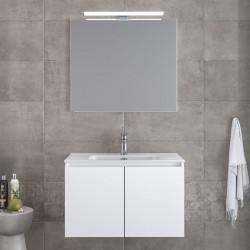 Bathroom furniture set with washbasin 81x46x60 material: Wood composite wall mounted C, color: White