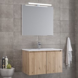 Bathroom furniture set with washbasin 81x46x60 material: Wood composite wall mounted C, walnut, color: Wood Oak