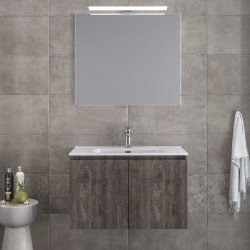 Bathroom furniture set with washbasin 81x46x60 material: Wood composite wall mounted C, color: Wood Grey