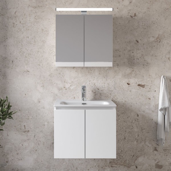 Bathroom furniture set with washbasin 61x46x60 material: Wood composite wall mounted, color: White Bathroom furniture sets Bathroom furniture set with washbasin 61x46x60 material: Wood composite wall mounted, color: White Bathroom furniture sets