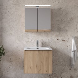 Bathroom furniture set with washbasin 61x46x60 material: Wood composite wall mounted, color: Beige