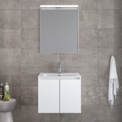 Bathroom furniture set with washbasin 61x46x60 material: Wood composite wall mounted C, color: White