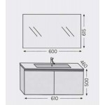Bathroom furniture set with washbasin 61x46x60 material: Wood composite wall mounted C, color: Wood Grey Bathroom furniture sets