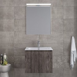 Bathroom furniture set with washbasin 61x46x60 material: Wood composite wall mounted C, color: Wood Grey Bathroom furniture sets