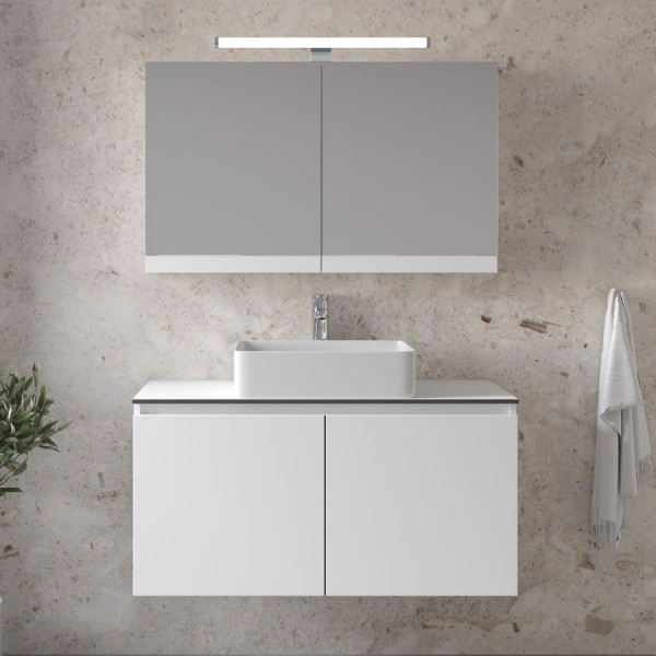 Bathroom furniture set with washbasin 101x46x50 material: Wood composite wall mounted, color: White Bathroom furniture sets Bathroom furniture set with washbasin 101x46x50 material: Wood composite wall mounted, color: White Bathroom furniture sets