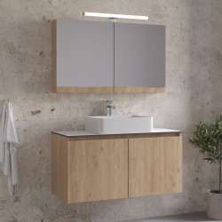 Bathroom furniture set with washbasin 101x46x50 material: Wood composite wall mounted, color: Wood Oak Bathroom furniture sets