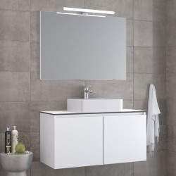 Bathroom furniture set with washbasin 101x46x50 material: Wood composite wall mounted C, color: White