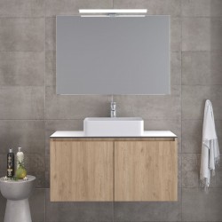 Bathroom furniture set with washbasin 101x46x50 material: Wood composite wall mounted C, walnut, color: Wood Oak Bathroom furniture sets
