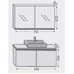 Bathroom furniture set with washbasin 81x46x50 material: Wood composite wall mounted, color: Wood Oak Bathroom furniture sets