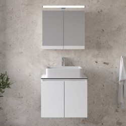 Bathroom furniture set with washbasin 61x46x50 material: Wood composite wall mounted, color: White Bathroom furniture sets