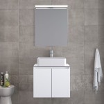 Bathroom furniture set with washbasin 61x46x50 material: Wood composite wall mounted C, color: White