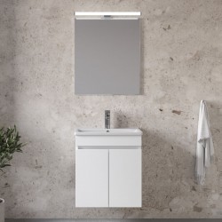 Έπιπλο μπάνιου κομπλέ με νιπτήρα, 55x33x60 από ξύλο συνθετικό επίτοιχου τύπου C, χρώμα: Λευκό Έπιπλα μπάνιου κομπλέ