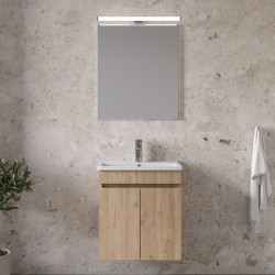 Έπιπλο μπάνιου κομπλέ με νιπτήρα, 55x33x60 από ξύλο συνθετικό επίτοιχου τύπου C, walnut, χρώμα: Ξύλο Δρυς Έπιπλα μπάνιου κομπλέ