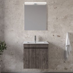 Bathroom furniture set with washbasin 55x33x60 material: Wood composite wall mounted C, color: Wood Grey Bathroom furniture sets