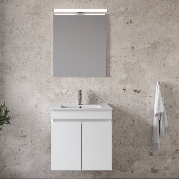 Bathroom furniture set with washbasin 61x36x60 material: Wood composite wall mounted C, color: White Bathroom furniture sets Bathroom furniture set with washbasin 61x36x60 material: Wood composite wall mounted C, color: White Bathroom furniture sets