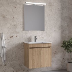 Bathroom furniture set with washbasin 61x36x60 material: Wood composite wall mounted C, walnut, color: Wood Oak