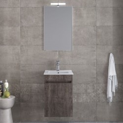 Bathroom furniture set with washbasin 41x41x60 material: Wood composite wall mounted C, color: Wood Grey Bathroom furniture sets