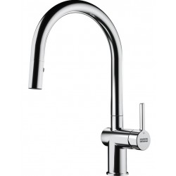 Kitchen tap Deck-mounted material: Brass with shower, color: Chrome surface: Glossy Deck-mounted