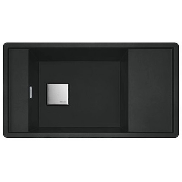 Νεροχύτης γρανιτένιος 87,7x49,5 με πάγκο αριστερά / με πάγκο δεξιά ένθετος 1 γούρνα αντιστρεφόμενος,matte black, χρώμα: Μαύρο Γρανιτένιοι