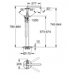 Μπαταρία μπανιέρας επιδαπέδια εξωτερικό μέρος από ορείχαλκο, χρώμα: Χρωμέ επιφάνεια: Γυαλιστερή Επιδαπέδιες