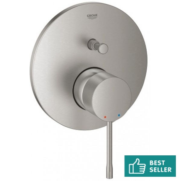 Shower tap Wall-mounted external part 2 way material: Brass mixer With plate without hand shower, hose and holder supersteel, color: Chrome surface: Brushed Wall-mounted - external part