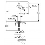 Μπαταρία νιπτήρος επικαθήμενη αναμεικτική από ορείχαλκο για νιπτήρα ελεύθερης τοποθέτησης χωρίς βαλβίδα XL-Size, brushed hard graphite, χρώμα: Γκρι επιφάνεια: Βουρτσισμένη Επικαθήμενες