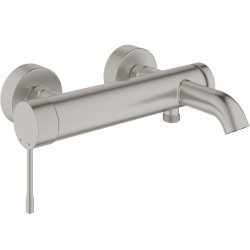 Μπαταρία μπανιέρας επίτοιχη από ορείχαλκο κορμός (χωρίς τηλέφωνο, σπιράλ, στήριγμα), supersteel αναμεικτική, χρώμα: Χρωμέ επιφάνεια: Βουρτσισμένη Επίτοιχες