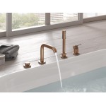 Μπαταρία μπανιέρας επικαθήμενη εξωτερικό μέρος από ορείχαλκο 4 οπών, brushed warm sunset, χρώμα: Ροζ Χρυσό επιφάνεια: Βουρτσισμένη Επικαθήμενες