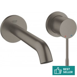 Μπαταρία νιπτήρος εντοιχιζόμενη - εξωτερικό μέρος 2 οπών αναμεικτική χωρίς βαλβίδα, χρώμα: Γκρι 18,3cm, brushed hard graphite από ορείχαλκο επιφάνεια: Βουρτσισμένη Εντοιχιζόμενες εξωτερικό μέρος