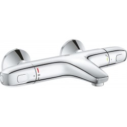 Bathtub tap Wall-mounted exposed material: Brass without hand shower, hose and holder thermostatic, color: Chrome surface: Glossy Wall-mouned exposed