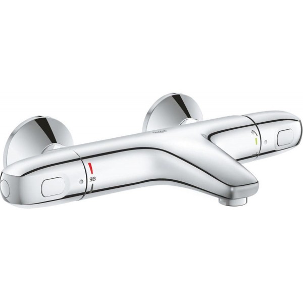Bathtub tap Wall-mounted exposed material: Brass without hand shower, hose and holder thermostatic, color: Chrome surface: Glossy Wall-mouned exposed