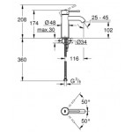 Wash basin tap Deck-mounted material: Brass mixer Without waste Μ size, color: Chrome surface: Glossy Deck-mounted