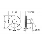 Shower tap Wall-mounted external part 1 way material: Brass mixer With plate without hand shower, hose and holder supersteel, color: Chrome surface: Brushed Wall-mounted - external part