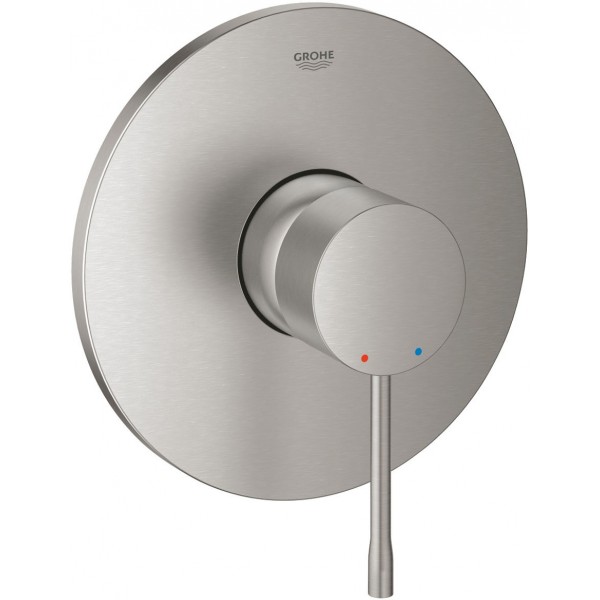 Shower tap Wall-mounted external part 1 way material: Brass mixer With plate without hand shower, hose and holder supersteel, color: Chrome surface: Brushed Wall-mounted - external part