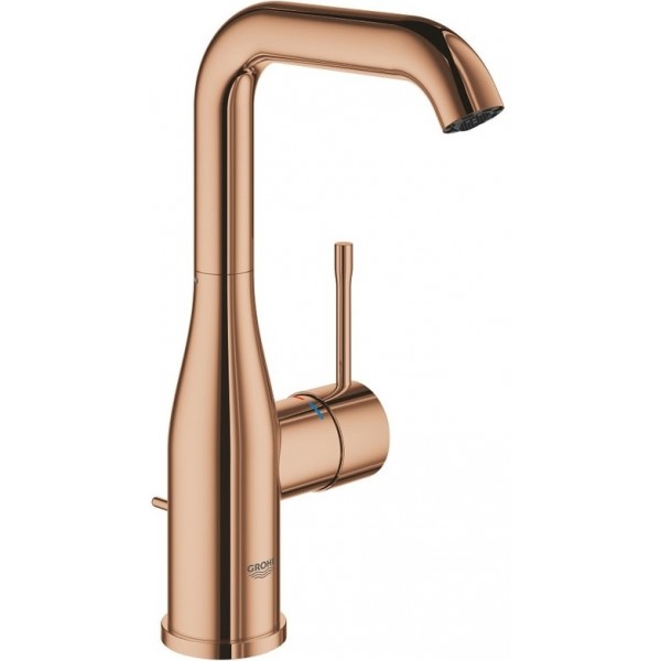 Wash basin tap Deck-mounted L size material: Brass mixer With pop-up waste set, color: Pink Gold surface: Glossy Deck-mounted