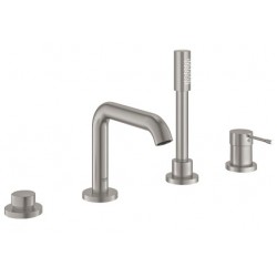 Μπαταρία μπανιέρας επικαθήμενη εξωτερικό μέρος από ορείχαλκο 4 οπών, supersteel, χρώμα: Χρωμέ επιφάνεια: Βουρτσισμένη Επικαθήμενες