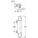 Shower tap Wall-mounted exposed material: Brass thermostatic without hand shower, hose and holder, color: Chrome surface: Glossy Wall-mouned exposed Shower tap Wall-mounted exposed material: Brass thermostatic without hand shower, hose and holder, color: Chrome surface: Glossy Wall-mouned exposed