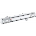 Shower tap Wall-mounted exposed material: Brass thermostatic without hand shower, hose and holder, color: Chrome surface: Glossy Wall-mouned exposed