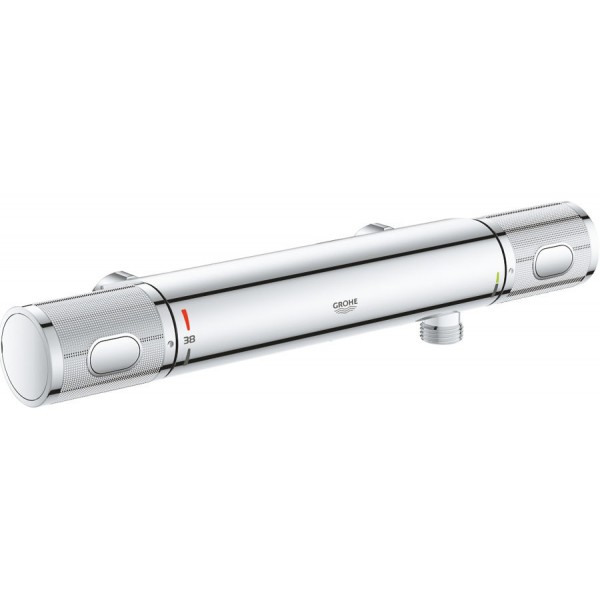 Shower tap Wall-mounted exposed material: Brass thermostatic without hand shower, hose and holder, color: Chrome surface: Glossy Wall-mouned exposed