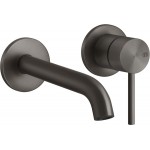Wash basin tap Wall-mounted - external part 2 holes mixer Without waste, color: Black material: Inox surface: Brushed Wall-mounted - external part