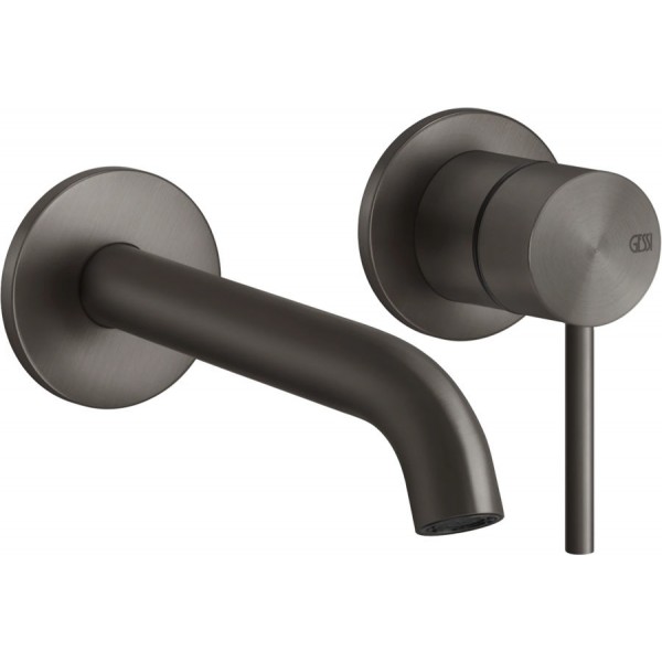Wash basin tap Wall-mounted - external part 2 holes mixer Without waste, color: Black material: Inox surface: Brushed Wall-mounted - external part