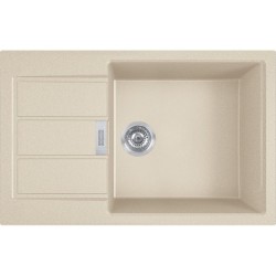 Νεροχύτης συνθετικός 78x50 με πάγκο αριστερά / με πάγκο δεξιά ένθετος 1 γούρνα αντιστρεφόμενος, oatmeal, χρώμα: Μπεζ Συνθετικοί