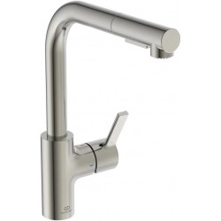 Kitchen tap Deck-mounted material: Brass with shower silver storm, color: Chrome surface: Brushed Deck-mounted