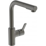 Kitchen tap Deck-mounted material: Brass with shower, color: Grey surface: Brushed Deck-mounted Kitchen tap Deck-mounted material: Brass with shower, color: Grey surface: Brushed Deck-mounted