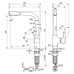 Kitchen tap Deck-mounted material: Brass with shower, color: Gold surface: Brushed Deck-mounted Kitchen tap Deck-mounted material: Brass with shower, color: Gold surface: Brushed Deck-mounted