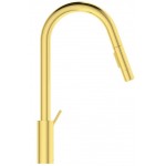 Kitchen tap Deck-mounted material: Brass with shower, color: Gold surface: Brushed Deck-mounted
