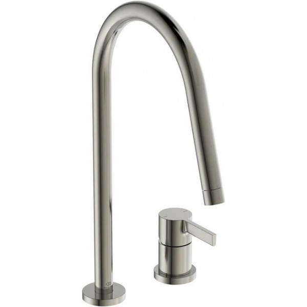 Kitchen tap Deck-mounted material: Brass, color: Chrome surface: Brushed Deck-mounted